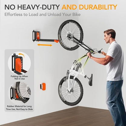3-Pack Swivel Bike Rack Wall Mount, Bike Hangers - Image 3