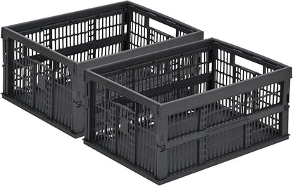 2-Pack Pastel Plastic Storage Baskets, Collapsible Crates by HUUSMOT
