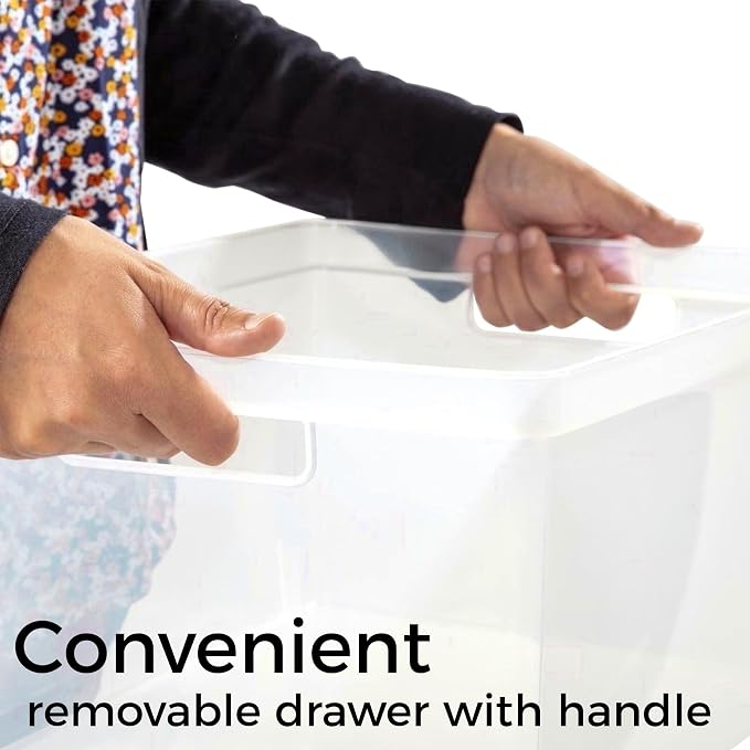 Plastic Storage Tower with 3 Clear Drawers, Removable Bins with Integrated - Image 2