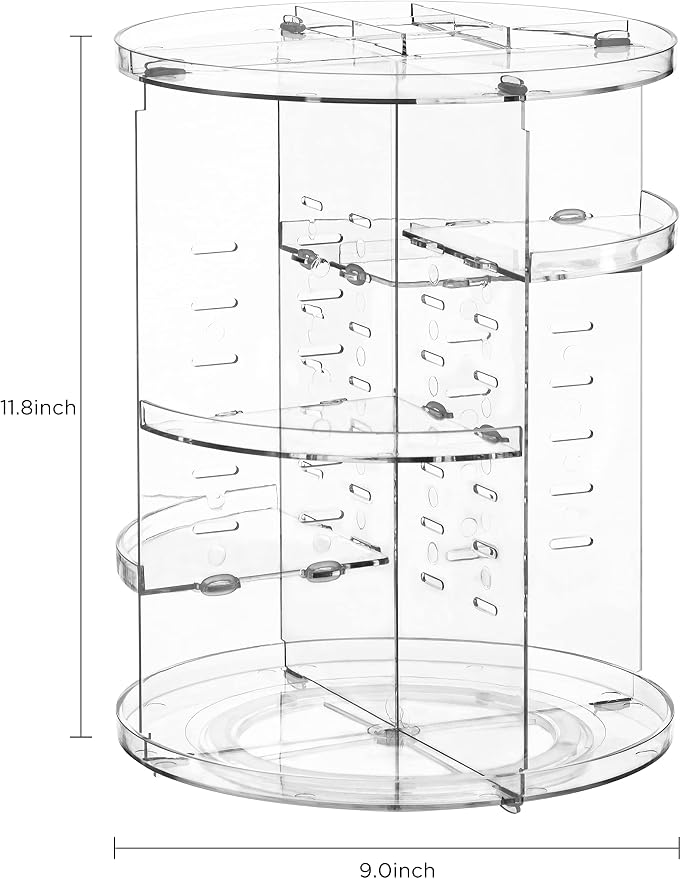 HBlife 360 Rotating Makeup Organizer Adjustable Carousel Large Capacity - Image 3