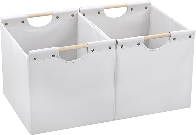 HOONEX Large Collapsible Storage Bins, Linen Fabric, Storage Baskets by HOONEX