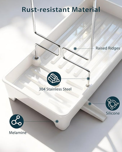 Ceramic-Look Sink Caddy, Rustproof Sponge Holder - Image 5