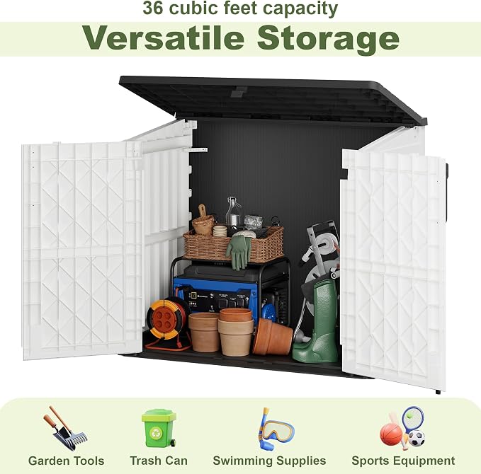 Plastic Outdoor Storage Shed, 36 Cu Ft Waterproof Outdoor Storage Cabinet - Image 7