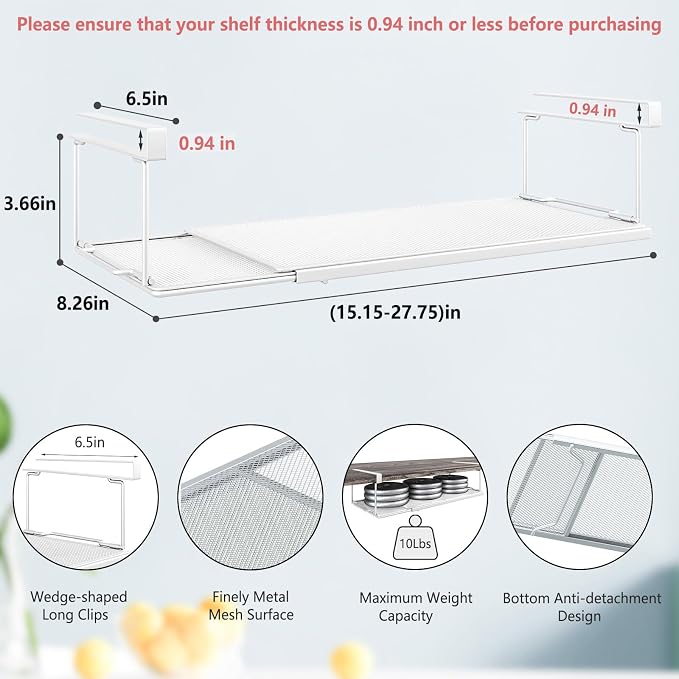 Expandable Under Cabinet Shelf, Extendable Under Shelf Storage - Image 3