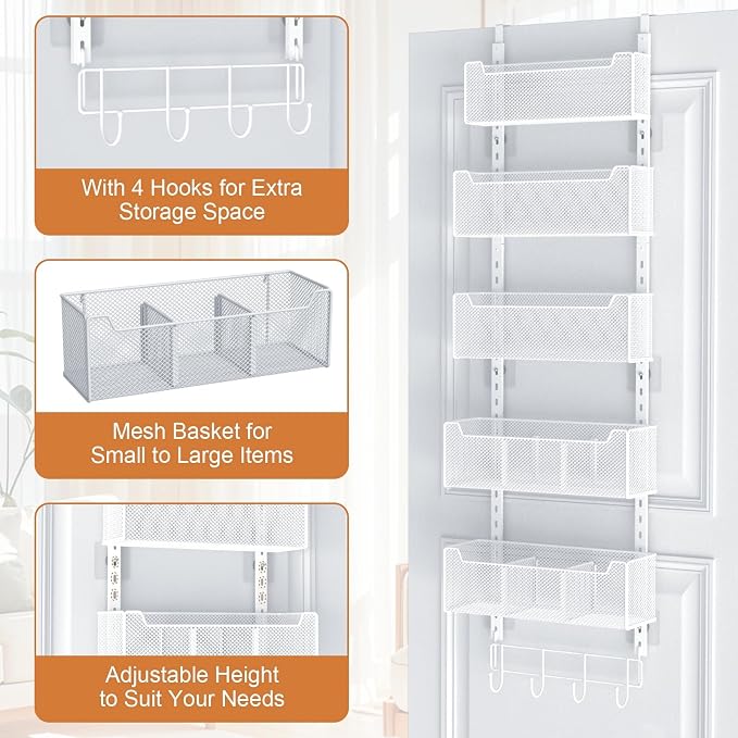 VyGrow Over The Door Organizer, Metal Door Organizer Hanging - Image 5
