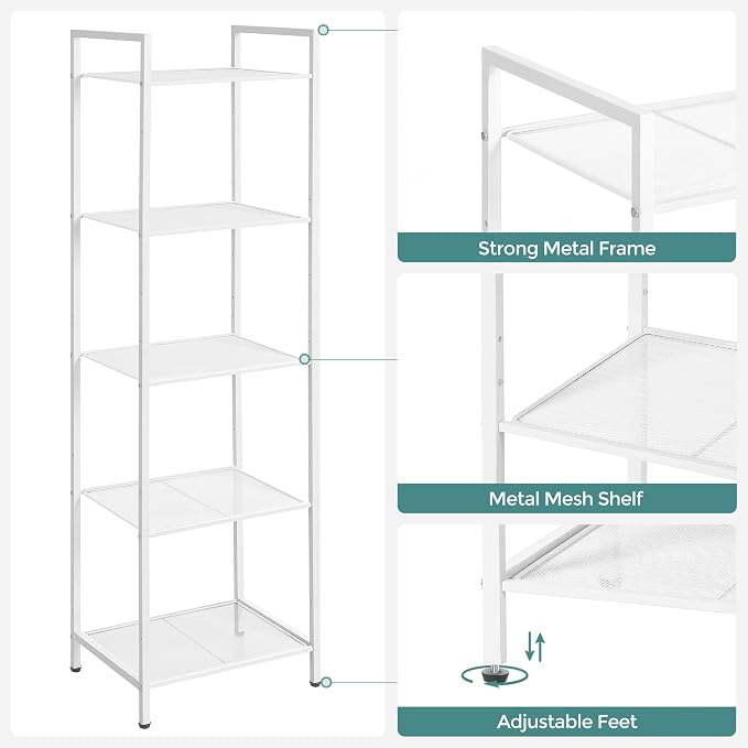 SONGMICS 5-Tier Storage Rack, Bathroom Shelf, Extendable Plant Stand - Image 7