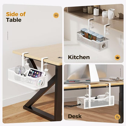 Under Desk Cable Management Tray White, Cinati Wire Organizers No Drill - Image 7