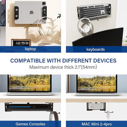 BYMECOST Under Desk Laptop Mount, Metal Under Desk Storage Holder, - Image 6