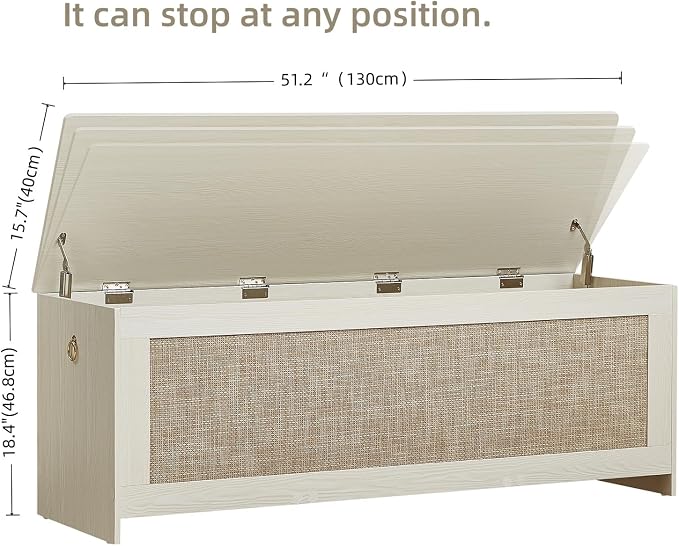 51.2" Storage Chest Extra Large, 51.2x15.7x18.3 Inch, Easy Assembly, Bench - Image 3