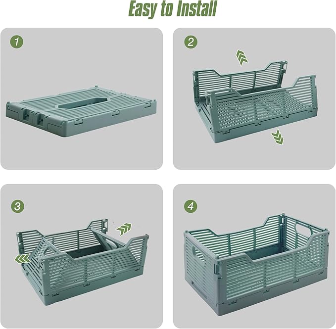 2-Pack Collapsible Crates for Storage, 8.66x5.91x3.54 In, Collapsible Plastic - Image 3