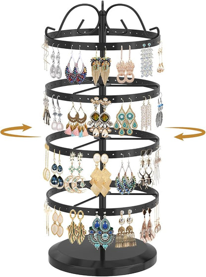 MODOWEY Rotating Earring Holder Organizer Stand, 4 Tiers Metal Tree, Display by MODOWEY