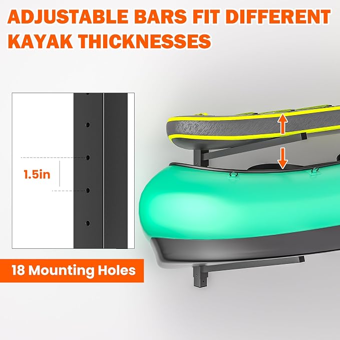 Ultrawall Kayak Storage Rack, Adjustable Wall Mounted Kayak Holder - Image 3