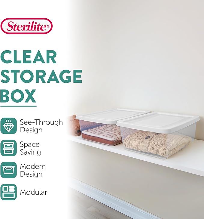 Sterilite 24-Pack Clear Storage Box, Stackable Container Bins - Image 2