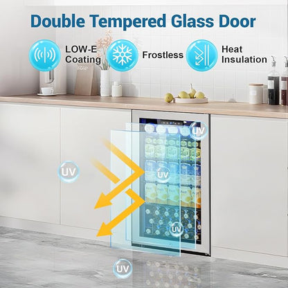 Mini Beverage Refrigerator 3.2 Cu. Ft Small Fridge 126 Can Lockable Drink Cooler - Image 6
