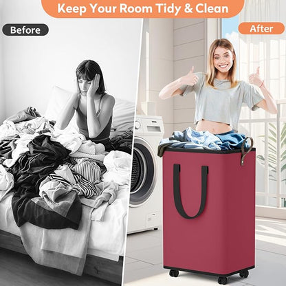 SpaceTrove Laundry Basket with Wheels, Collapsible Laundry Baskets, Laundry - Image 5