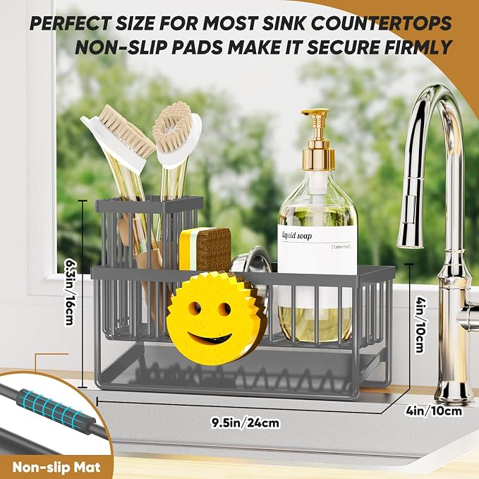 Sponge Holder for Kitchen Sink, Smiley Face Sink Caddy - Image 2