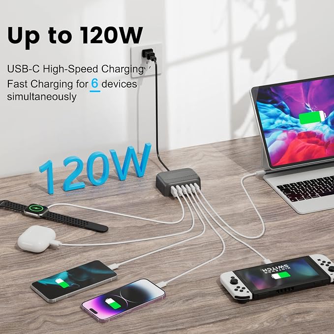 BURUDU USB C Charging Station, Portable PD Fast USB Wall Charger - Image 4