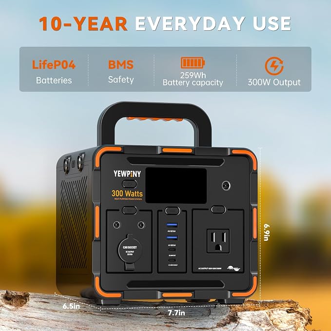 300W Portable Power Station, Solar Generator 259Wh, 000mAh LiFePO4 Battery - Image 4