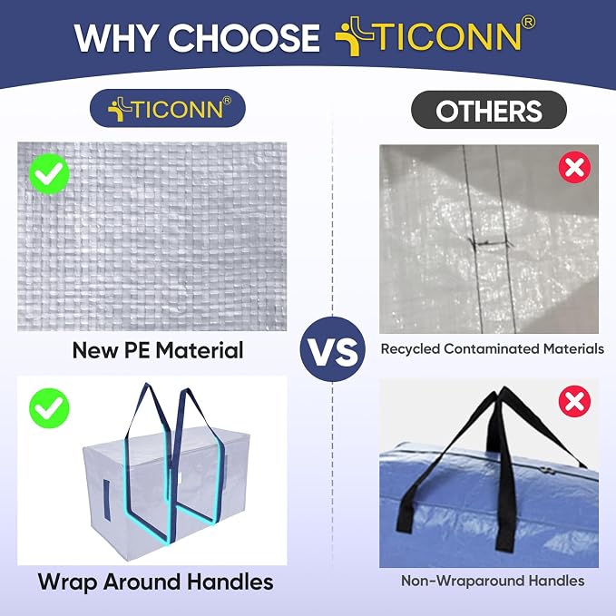 TICONN 6 Pack Extra Large Moving Bags Heavy Duty - Image 4
