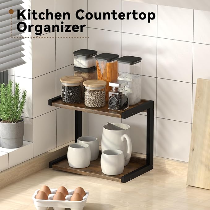 MARTY Kitchen Counter Shelf Organizer, 2 Tier Coffee Station/Bar Organizer | - Image 3