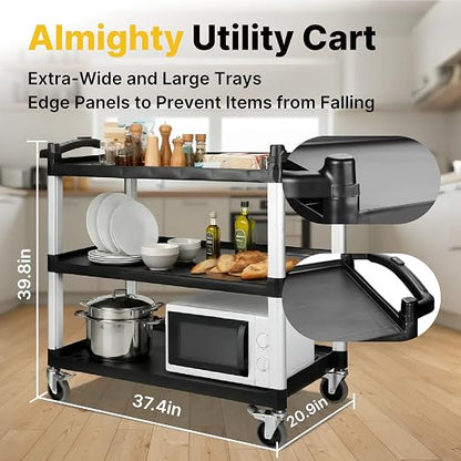 NorthSky Select Dual-Handle Utility Cart, 3 Shelves, 440 lb. Cap - Image 2