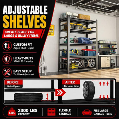Garage Shelving, 3300 LBS Storage Shelves - Image 5