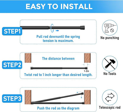 1 Pack Spring Loaded Tension Rod 16-26" Adjustable Curtain Rods No Drill - Image 8
