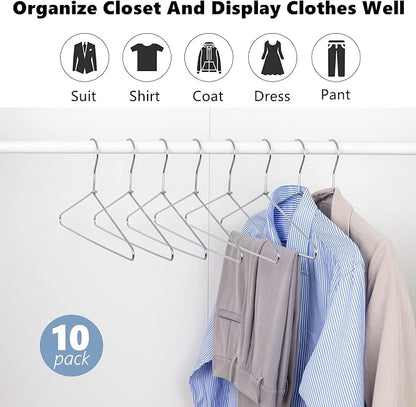 Amber Home 10 Pack Heavy Duty Metal Coat Hangers, Suit & Pants - Image 7