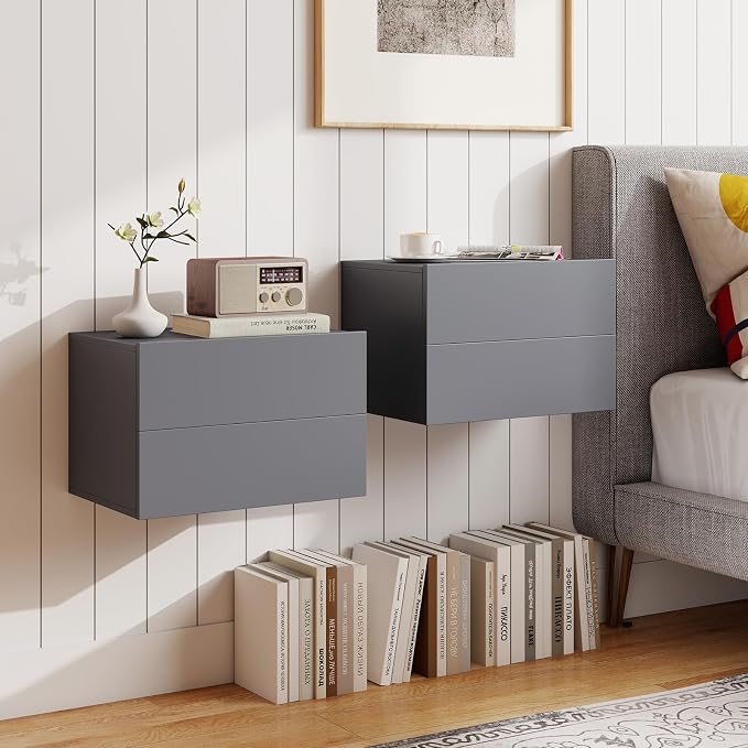 KOMFOTT Floating Nightstand Set of 2, Wall Mounted Night Stand by KOMFOTT