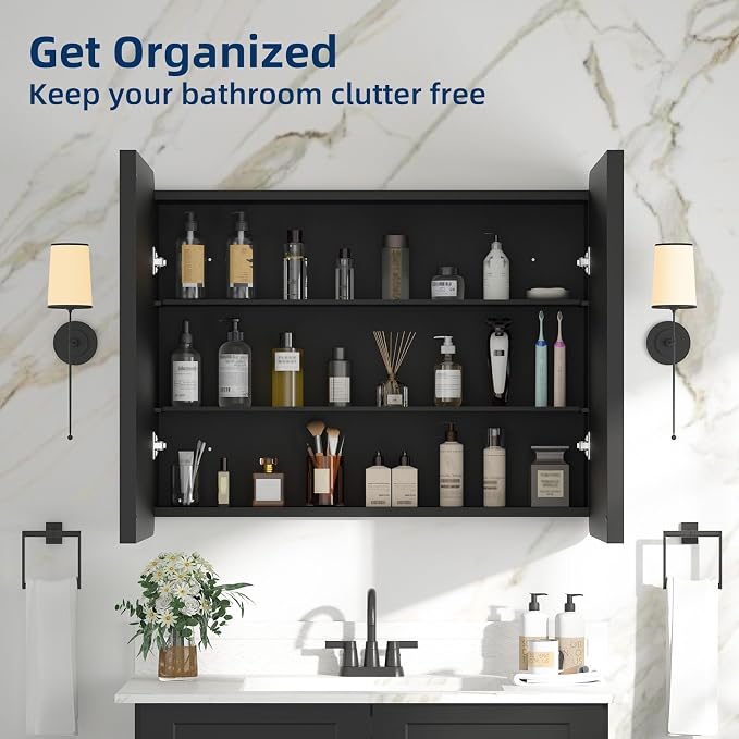 Bathroom Medicine Cabinet with Mirror 24 x 30 Inch, Mirrored Cabinets with - Image 8