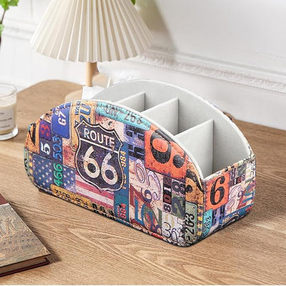 TV Remote Control Holder with 5 Compartments, Pu Leather Remote Caddy/Box/Tray - Image 7