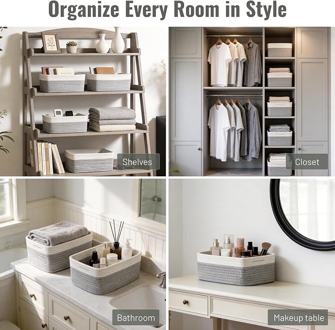 5 Pack Small Woven Storage Baskets - Image 5