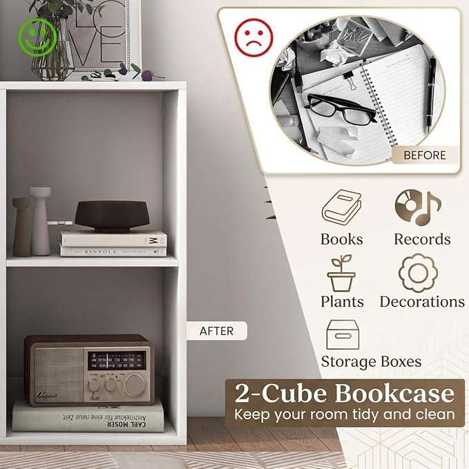 POWERSTONE 2 Cube Storage Organizer, 2 Tier Cubby Bookshelf Freestanding - Image 6