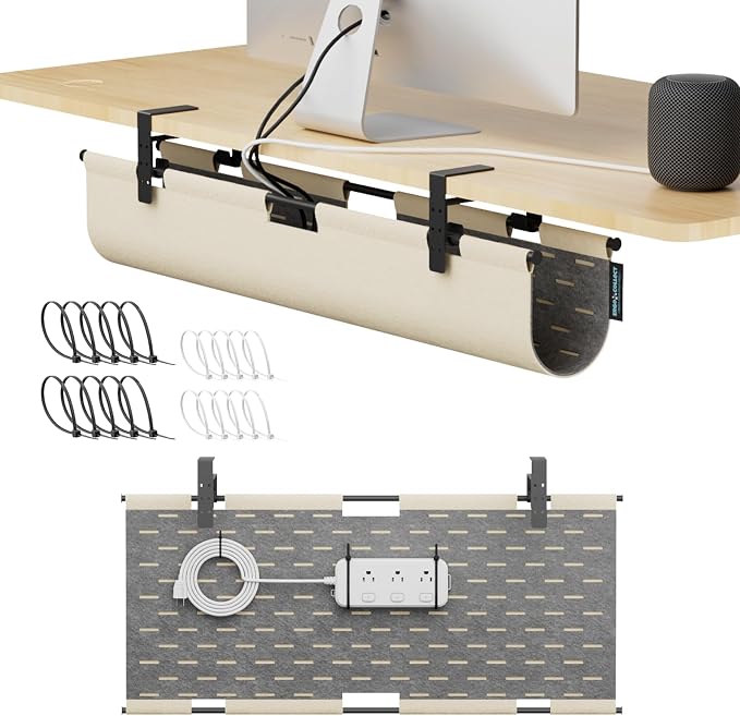 2-in-1 Under Desk Cable Management Tray & Privacy Panel, Dual-Sided Felt Cord by ERGOCOLLECT