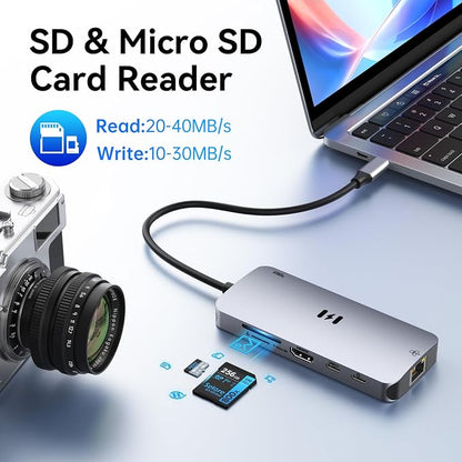 USB C Adapters for MacBook Pro/Air, Selore 9 in 1 USB C Hub - Image 7