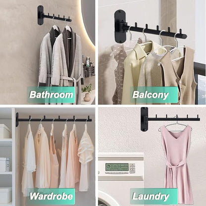 Folding Wall Mounted Clothes Hanger Rack - Image 6