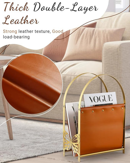 Aocii Magazine Holder, Artificial Leather Magazine Rack Floor - Image 3