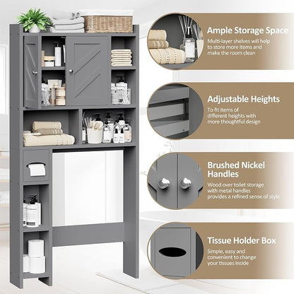Over the Toilet Storage Cabinet, Freestanding Farmhouse Storage Cabinet Over - Image 4