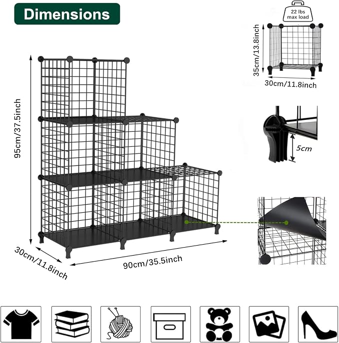 AWTATOS Wire Cube Storage, Closet Organizer, 6 Cube Storage Shelf, Portable - Image 3
