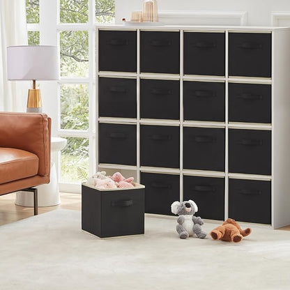 Lifewit Storage Cubes, 11 Inch Organizer Bins, 18L Black, 16 Packs | Foldable - Image 7