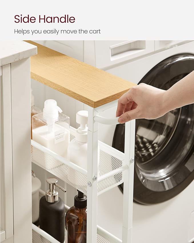 VASAGLE Slim Rolling Cart, 4-Tier Storage Cart, Narrow Cart - Image 9