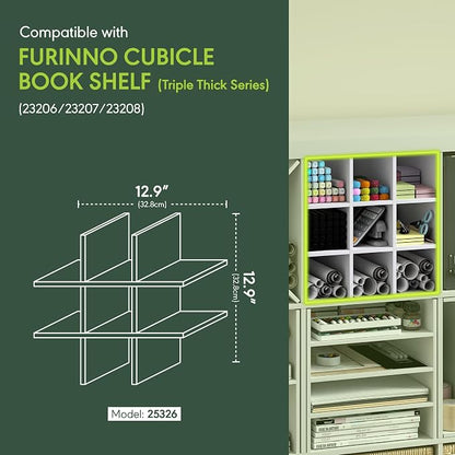 Furinno Cubicle Cube Insert, 9-Compartment Cube Organizer, Geometric Shelf - Image 3