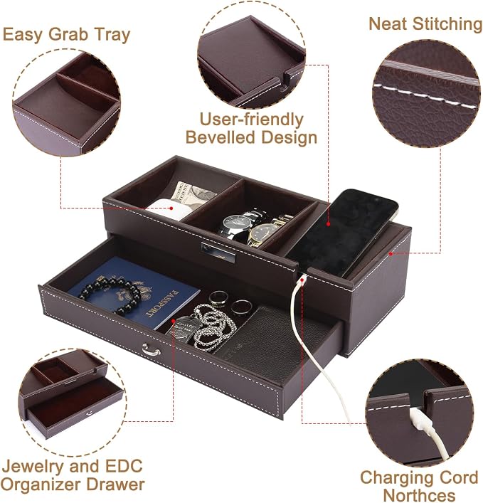 Baoyun Mens Valet Tray, Nightstand Organizers - Image 6