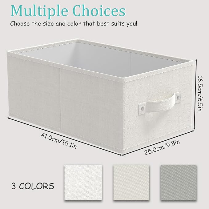 Fabric Storage Boxes for Shelves, 3 Pack Foldable Cloth Bins, Closet Organizers - Image 3