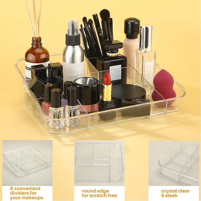 SUNFICON Makeup Tray Organizer Cosmetic Display Case Office Stationery Storage - Image 9