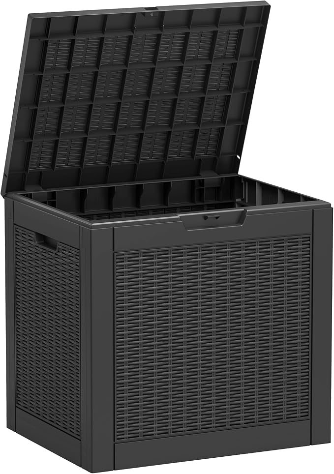 Deck Box, 31 Gallon Resin Outdoor Storage Box, Waterproof and UV Resistant by LHBGO