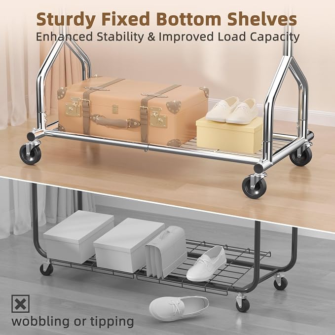 EAGMAK Heavy Duty Clothes Rack Load 424 LBS, Rolling Clothing Rack - Image 6