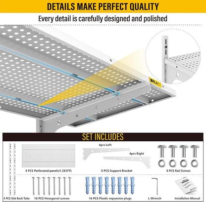 2-Pack 2 Tier 1.3x3ft Garage Shelving Wall Mounted, 15.6x36inch per Shelf - Image 6