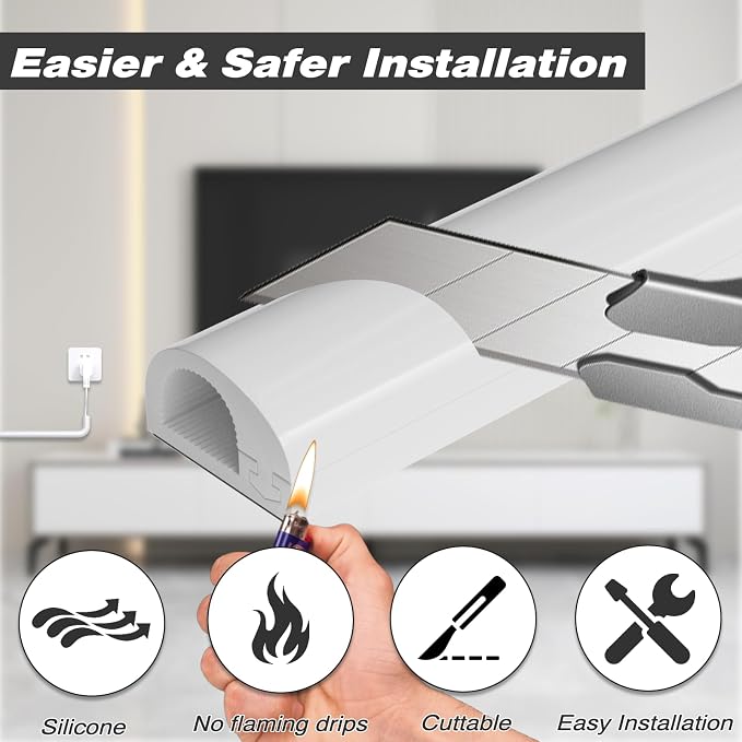 39" Silicone Cord Hider for Wall Mount TV, Self-Adhesive Cable Hider for 1 Cord - Image 5
