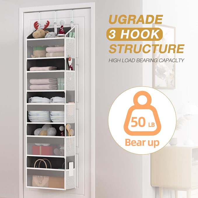 Over the Door Organizer with 5 Front & 10 MeshSide Pockets, 50LB Capacity Extra - Image 6